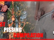 Pissing compilation - Big Cock and balls, uncut