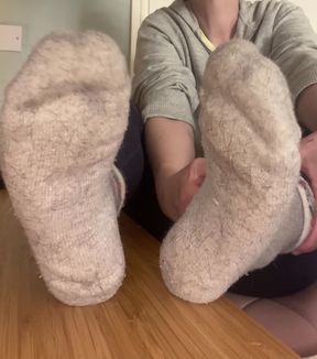 Step sister smells her stinky feet while I watch