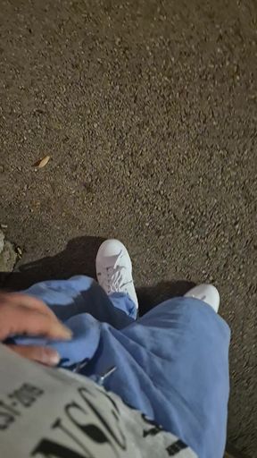 Hard, juicy Bulgarian cock spurts cum in the city garden.