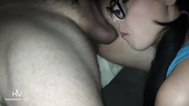 Relaxing licking and sucking big balls of hot latina couple
