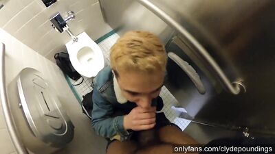 cums on 18 year old mouth in airport toilet