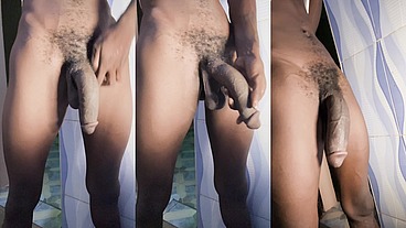 Giant 12inches cock taking morning piss