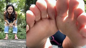 TINY IN THE PARK - Jamie Daniels, Giantess, Foot Fetish, POV - MP4