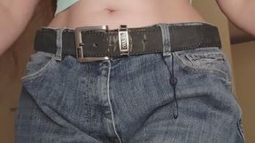 Custom Jeans Top Fetish on Take Off Belt Falling Ass Chafing Front Back Talking