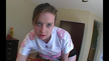 Young slut records a video for her daddy.