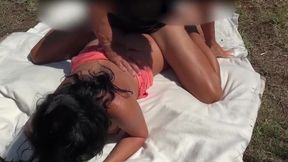 Public shooting! Outdoor orgy on the meadow