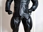 Muscle Suit Cosplay - powerfull Cumshout - Leather fetish