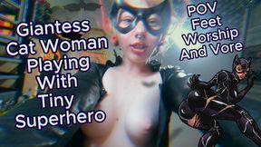 Giantess Cat Women Playing With Tiny Superhero POV Feet Worship Vore