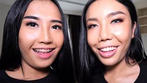 ”Two teen ladyboys Mos & Meme share a meat in a sexy threesome”