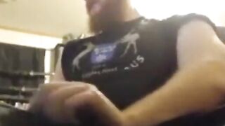 Muscular Redhead Jerks Off His Huge Cock