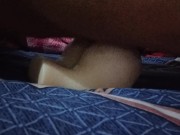 Gay man jumping and fucking his sex toy.