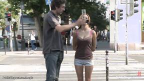 ”Big Titted Romanian takes big cock outdoors”