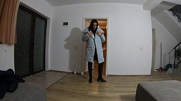 MilfyCalla- A hot pantyhose cheating-wife play with a cock and have cumshots on her downjackets 225