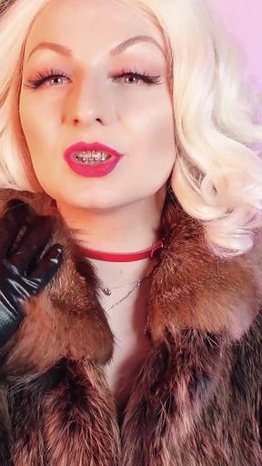 FUR FETISH video: beautiful Mistress tease and seduce. ASMR and JOI. Arya Grander.
