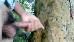 Big Cock Cumshot on Tree