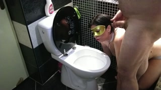 Slave slut mouth served as a toilet