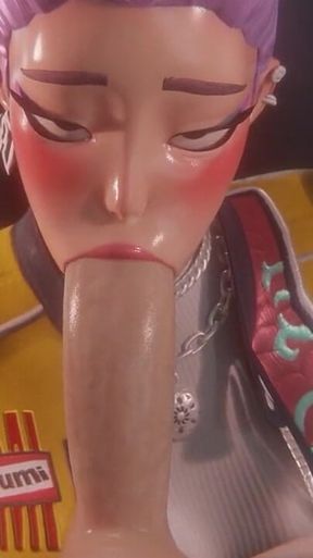 [kpop Demon Hunters] Rumi Sloppy Blowjob 3D Animation