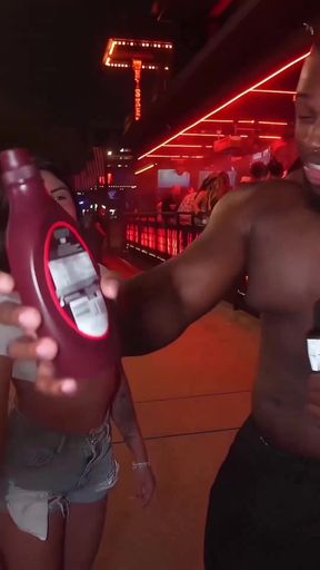 Amateur chocolate BBC in split-screen with her slutty counterpart