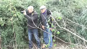 Chubby Redhead Slut Gets Nailed and Cum-Covered in Gangbang Outdoor