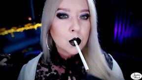 Smoking Eve 120s with black glossy lips and silky gloves [1080p, mp4]