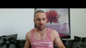 Bearded Dude Chats with Viewer, Some Flex, Cock