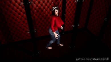 Asian teen’s bouncing jugs fill the cellar in tight dark room