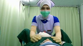 Intern Nurse Student Practices Male Genital Cleaning & Milking
