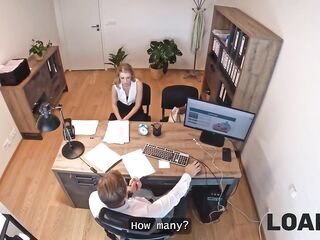 LOAN4K. Golden-haired is riding a massive wang in the office. Hawt sex with Andrea