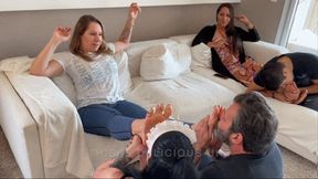 Lana Noccioli, Goddess Grazi and Goddess Kiffa in a Feet Party With Four Slaves