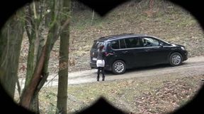 Pretty sexy babe slides on big black cock and an outdoor fuck sex clip