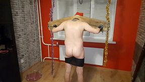 Dominatrix Nika punishes her slave. Beat your bare ass with a bamboo cane