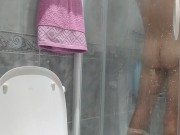 Shower After Previous Video! Singing in the Shower, Rubbing Against the Glass