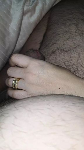 Step mom hand slip into step son dick and handjob him gentle