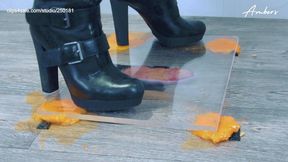 Freshly Squeezed Under My Heeled Biker Boots & PlexiGlass - Feet Cam - AmbersCBT - 3FC