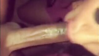 Watch this amateur shemale give a professional blowjob and swallow every inch of that big black cock