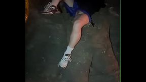 Amateur s. boy'_s dick and smooth balls exposed as he was resting in a park