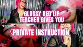 Private Kissing Lesson with Glossy RED Lip Teacher