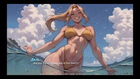 my new girlfriend [ taboo hentai game ] ep.26 naughty step sisters going topless at the beach !