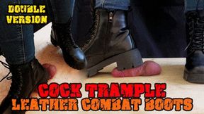 Crushing his Cock in Black Leather Combat Boots (Double Version) - Tamystarly - Cock Balls Crush Trample, CBT, Bootjob, Trampling, Shoejob, Stomping