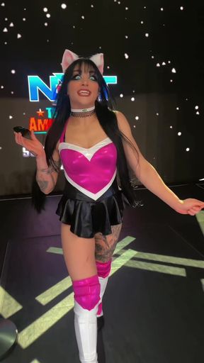 Goth GF with cute tattoos performs a hot solo show