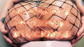 Oily farts on fishnet stockings