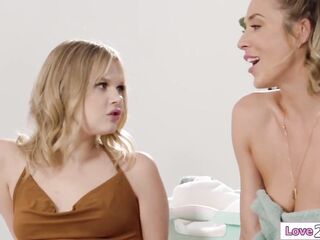 Teen Coco Lovelock really craves to have lesbian sex and asks her bffs older stepsis Aiden Ashley to be her first.The golden-haired lets her taste her vagina