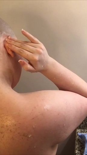 Submissive shaves head and brows for you