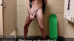 skater strip butt ass naked in college school bathroom and jacks off