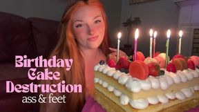 Birthday Cake Destruction - Ass and Feet - Cake Sitting Mess BBW Ass Foot Feet Fetish Worship Soles Toes Big Jiggly Booty Goddess Verbal Humiliation