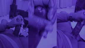 stroking under blue lights at night