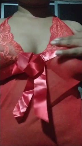 sexy red dress hot figure and boobs