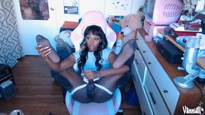 ebony trans girl vanniall wrecks her tight asshole and strokes her girl dick on webcam - jockstrap bbc ts