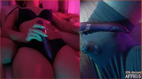 COUPLE clothed ORGASM, mutual mastuirbation with our new sex toy.