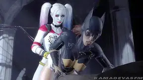 Harley Quinn Dominates Batgirl in Fierce Futanari Encounter